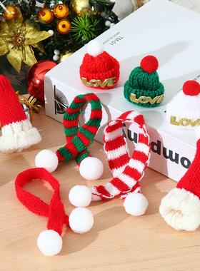 Christmas hat mini scarf圣诞节小帽子小围巾红色绿色装饰挂件