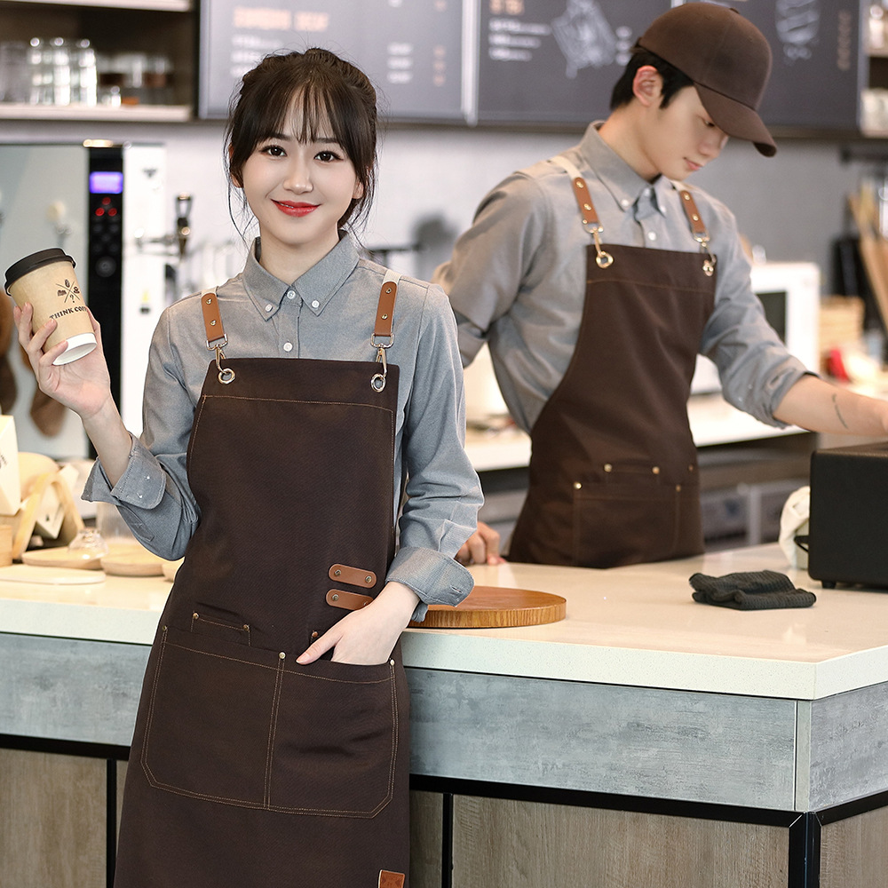 Canvas apron waterproof oil resistant catering work apron裙-封面