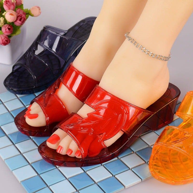 果冻色透明水晶塑料高跟女拖鞋夏季厚底凉拖鞋塑胶室外外穿凉拖鞋|msdalam kategori Kasut wanita, selipar - dari Buy2taobao.com untuk memberikan perkhidmatan ejen Taobao profesional membeli
