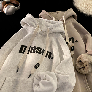psobrond店oaoo蒙马特青港潮先生硅胶字母加绒连帽卫衣情侣款男女