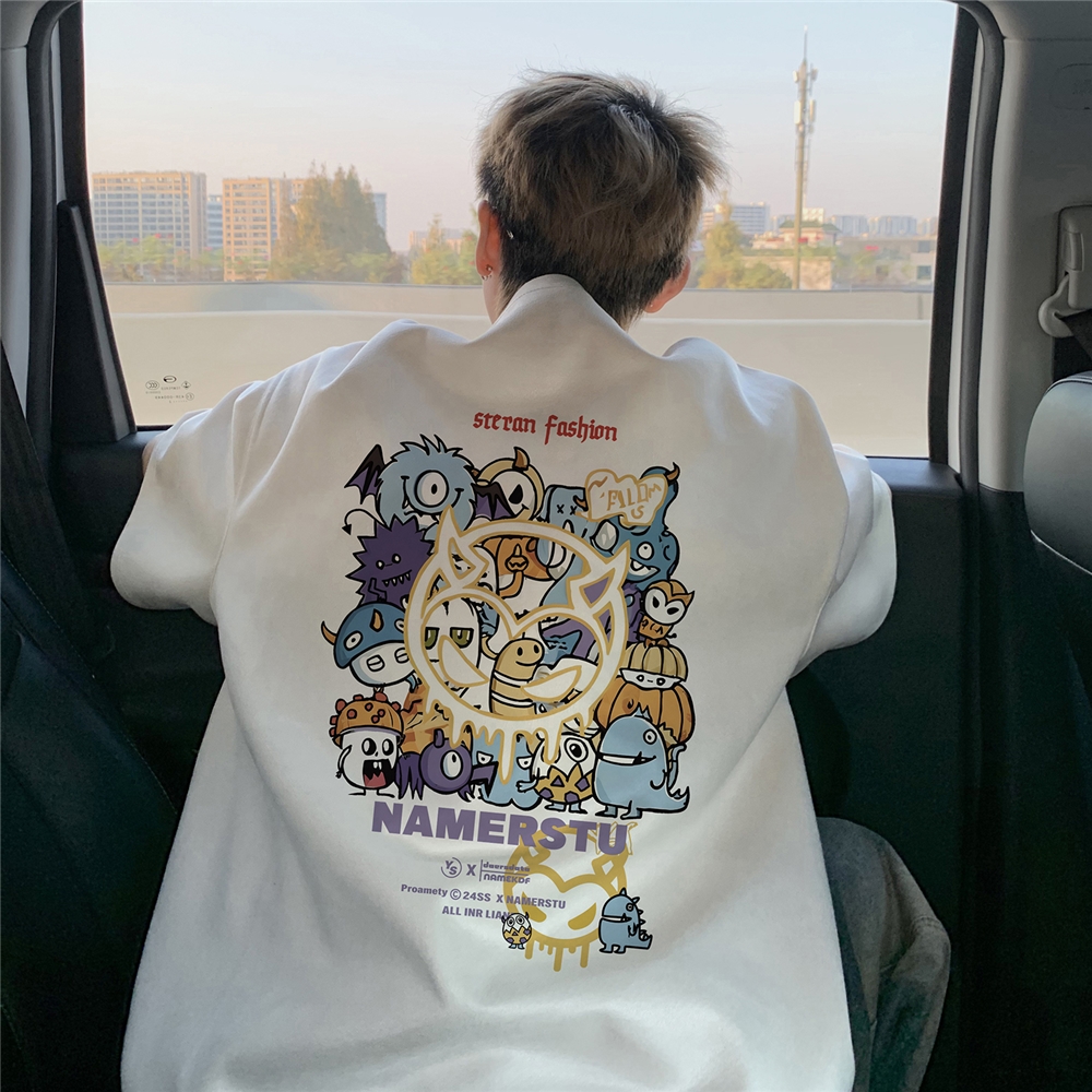 psobrond店oaoo蒙马特青港潮先生重磅麂皮绒短袖T恤情侣款男女穿