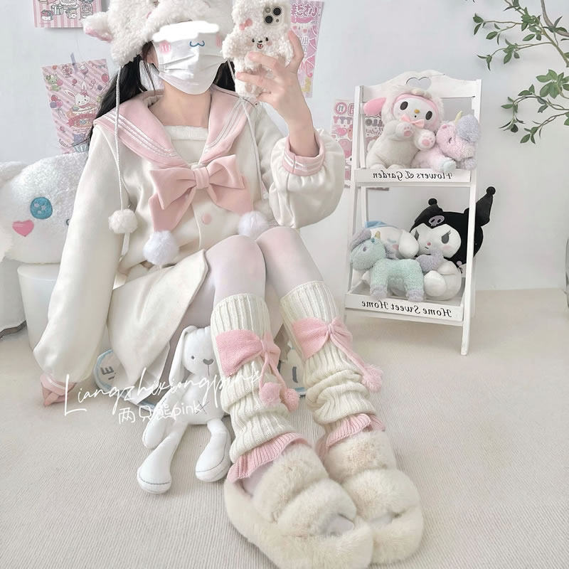 堆堆袜少女蝴蝶结jk袜套