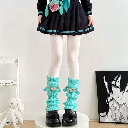 初音未来腿套中筒袜秋冬保暖