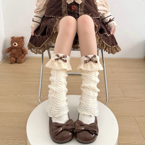 甜美少女花边蝴蝶结堆堆袜套