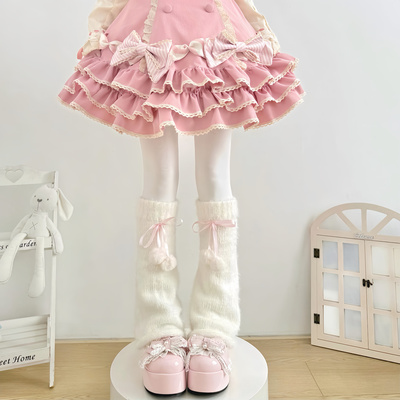 白色甜美羽毛纱保暖喇叭腿套