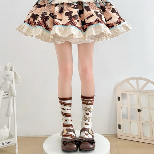 Lolita女巧克力泡泡口中筒袜