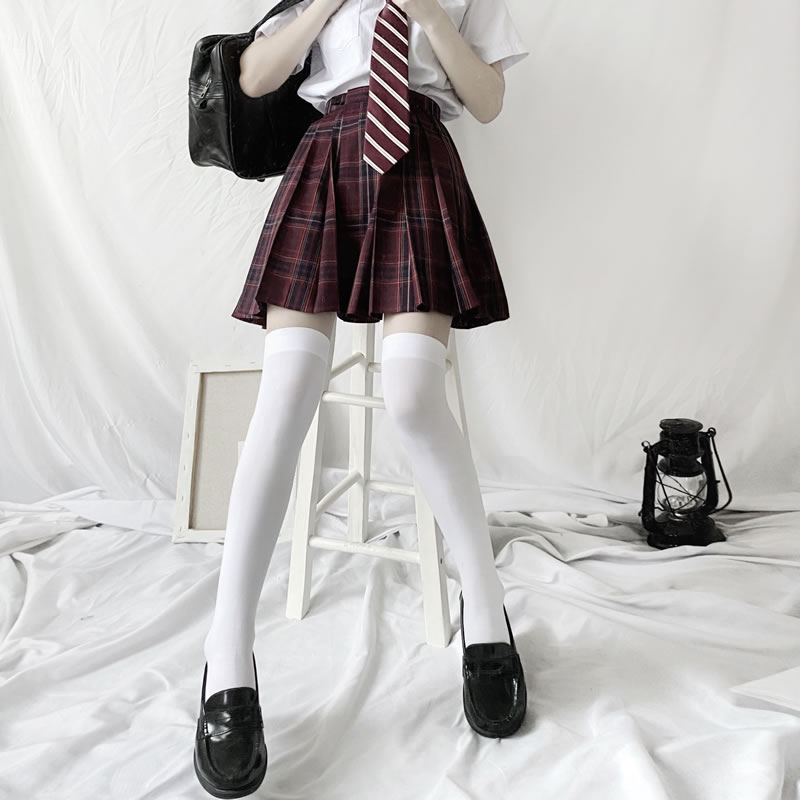 高筒纯色jk百搭白色丝袜大腿袜