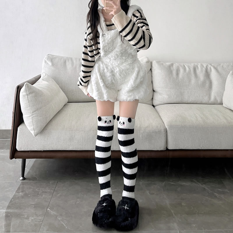 秋冬加绒加厚保暖珊瑚绒睡眠袜女