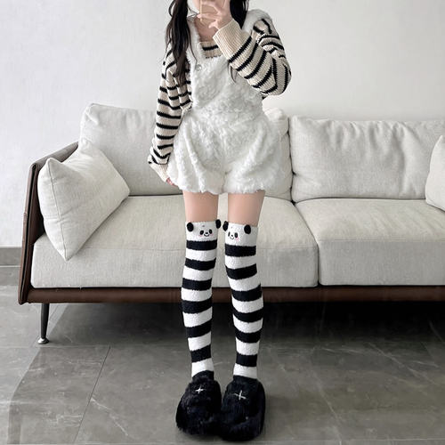 秋冬加绒加厚保暖珊瑚绒睡眠袜女