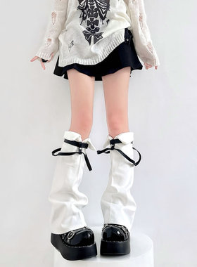 姬小满同款cos腿套个性翻边皮带扣阔腿喇叭袜套y2k亚文化中筒袜jk