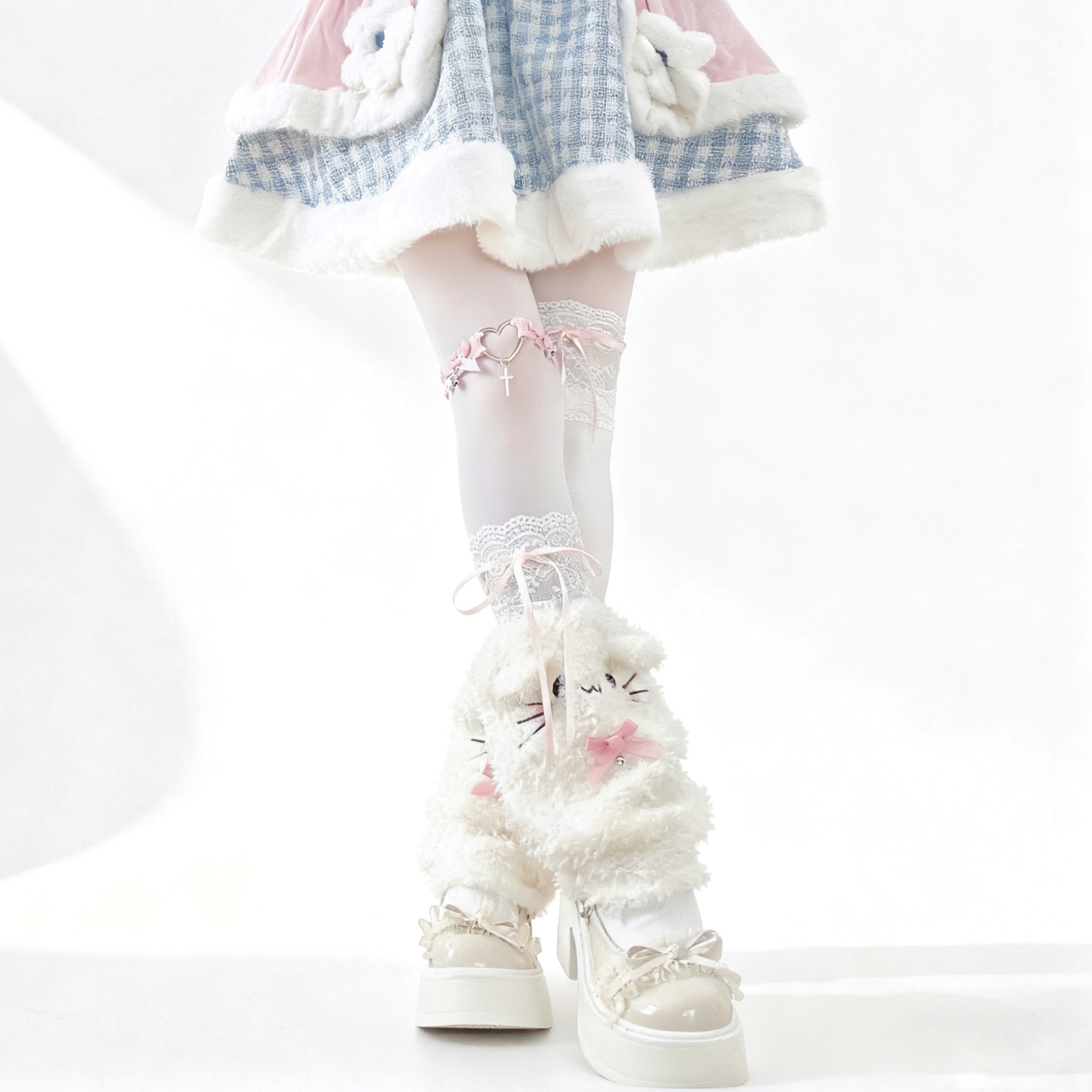 Lolita日系甜美毛绒保暖中筒袜套