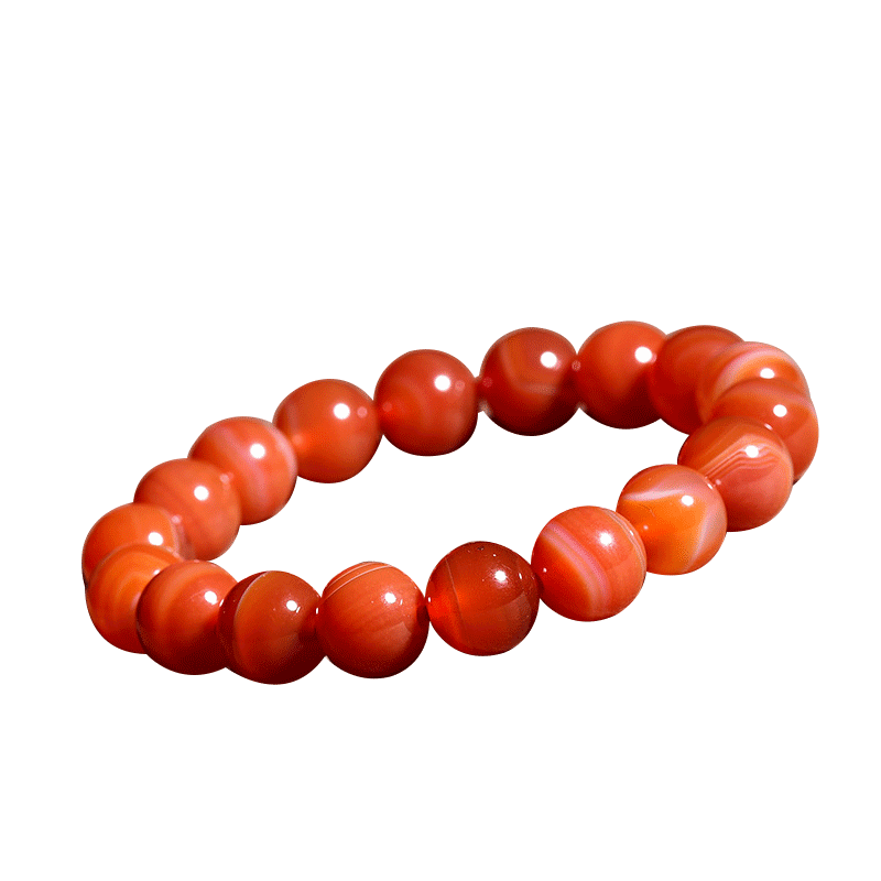 天然石碑护身符红手链蚕丝玛瑙