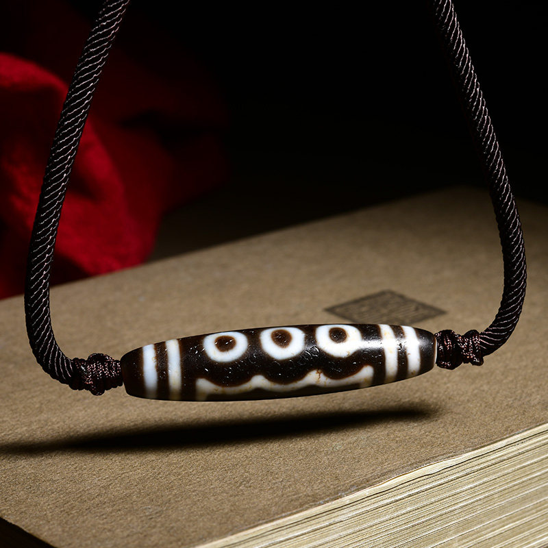 西藏传世天珠真品至纯五眼天珠吊坠包浆老天珠玛瑙项链锁骨链男女