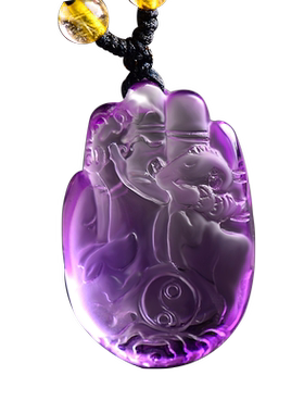 天然紫水晶吊坠饰品生肖猪