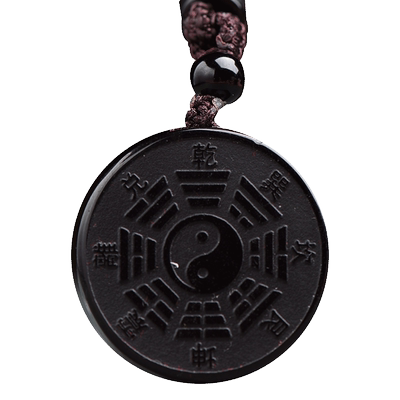 天然黑曜石阴阳八卦符