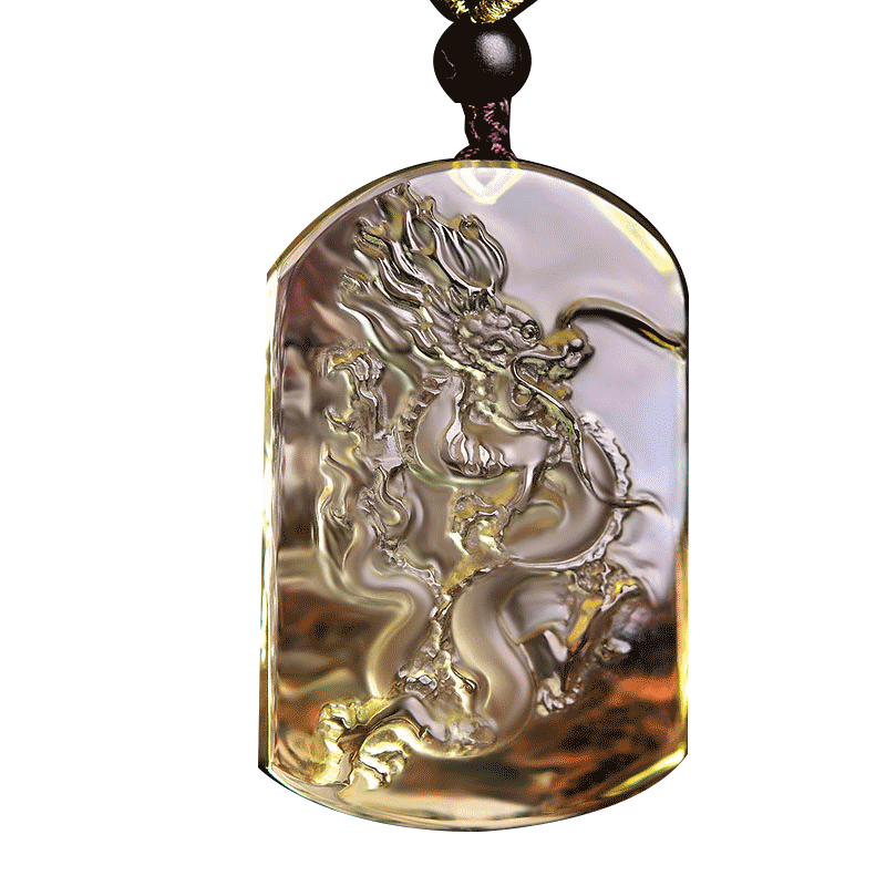 宫妃男女黄水晶龙牌吊坠