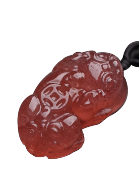 天然草莓晶貔貅项链粉水晶送闺蜜