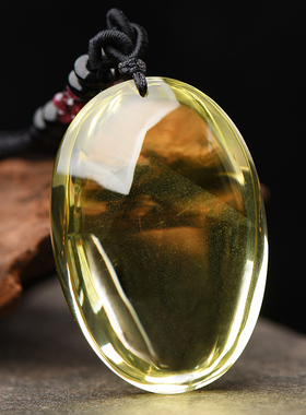 黄水晶银山金字塔水滴吊坠挂件原石圆牌平安无事牌男女项链礼物