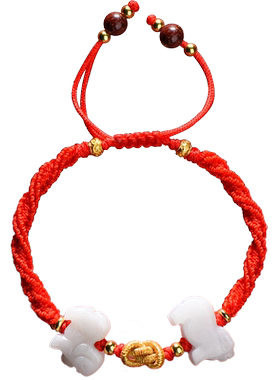 正版2024年属狗红绳手链挂饰