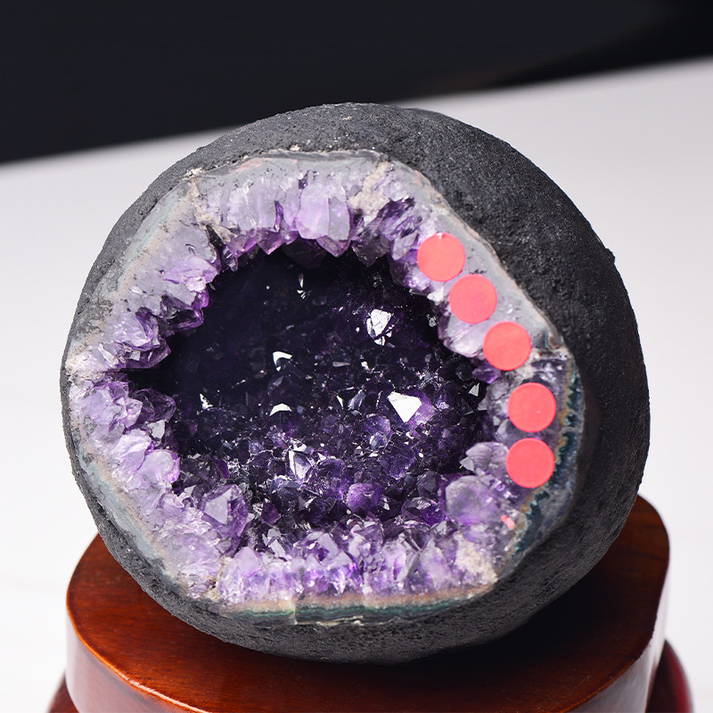 天然聚宝盆紫水晶洞摆件消磁净化风水钱袋子紫晶洞原石办公室摆设