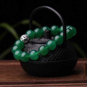 百搭时尚天然绿玛瑙手链祖母绿天然水晶手串饰品女士礼物