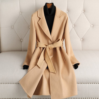 西装领小个子双面羊毛呢大衣外套