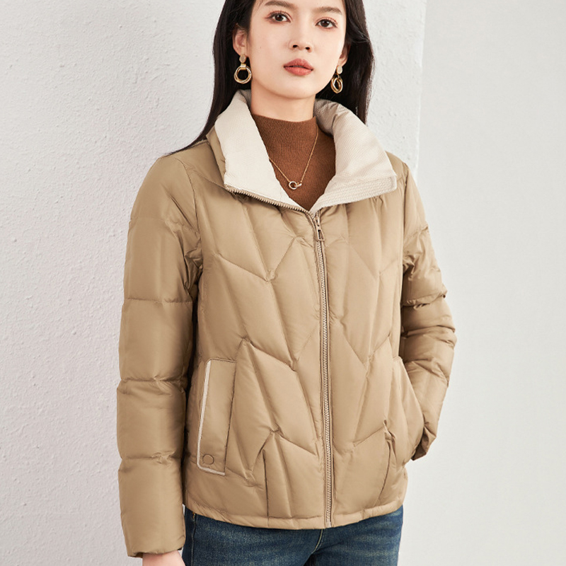立领短款小个子白鸭绒羽绒服外套