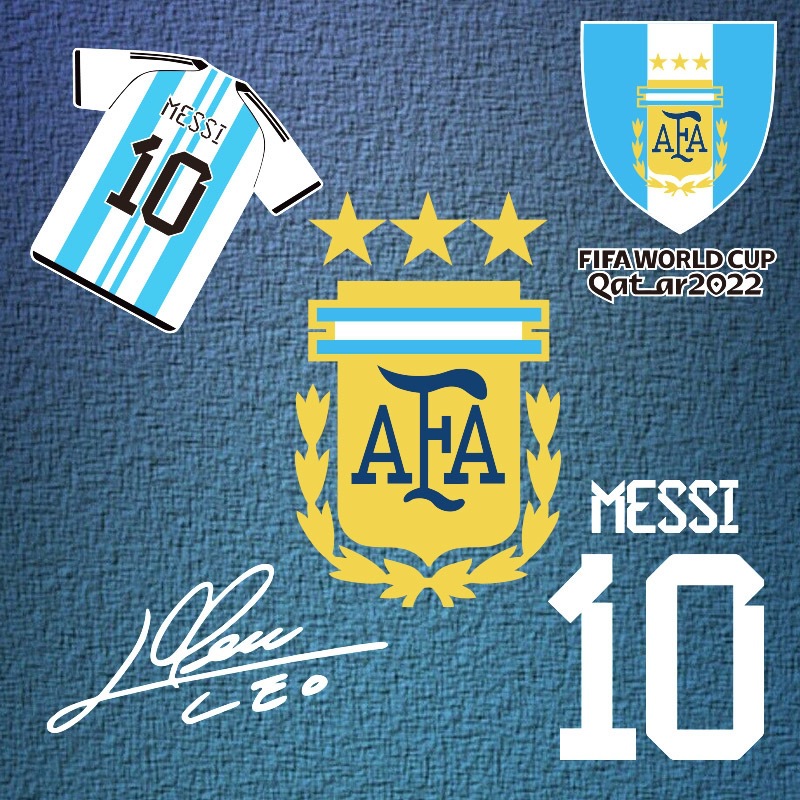 卡塔尔世界杯足球3星阿根廷队徽梅西签名法国队球迷汽车贴纸
