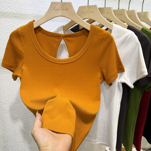 实体连锁店同款高品质螺纹短袖T