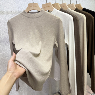 竹节羊绒螺纹长袖 内搭高级感修身 上衣 女2025秋冬新款 半高领打底衫