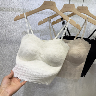 2025春夏蕾丝细带抹胸吊带背心带胸垫一体内搭外穿短款 打底美背女