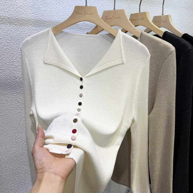 2025秋冬新款彩色纽扣设计感韩系温柔风翻领含羊毛针织衫女装上衣,女装/女士精品,毛针织衫,淘宝优惠券,粉丝福利购,淘宝优惠卷