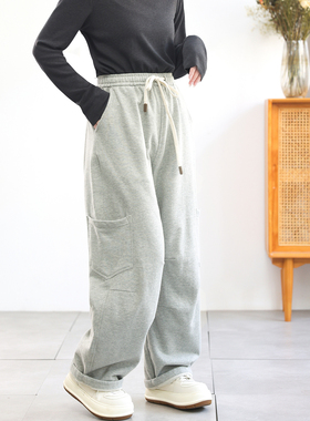 1.18新 原创美式工装直筒休闲裤女 高腰裁剪显瘦不鼓包直筒裤大码