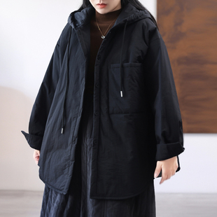 绿素棉 宽松廓形连帽夹棉棉衣 极简风减龄棉服外套女 轻盈保暖