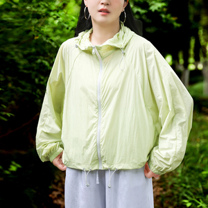 绿素棉UPF50原纱防晒连帽皮肤衣女装 轻量透气速干物理防晒2026夏
