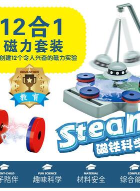 磁铁玩具物理类12合1磁力科学实验套装兴趣培养磁悬浮积木块塑料