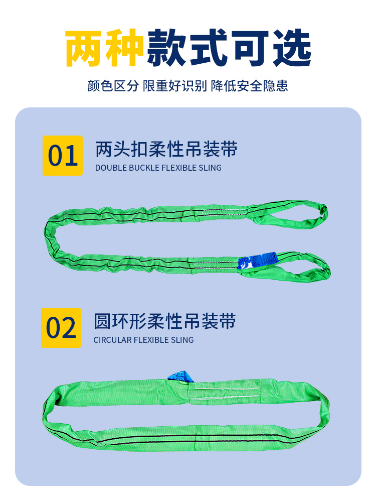 力拓中用国标柔性吊装带起重吊带双扣O型13吨涤纶软吊车吊树吊绳