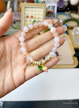 荔枝冻南红手链，飘花南红，搭配星月菩提算盘珠，简单百搭