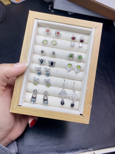 杂盘耳钉耳饰天然橄榄石托帕石月光石碧玺等耳饰，简单百搭