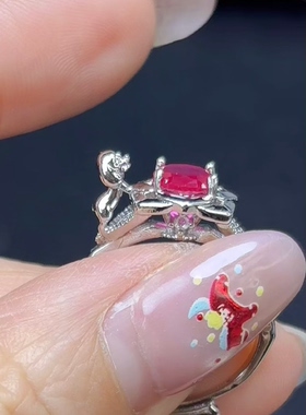 快看，我的戒指上“长”出了修狗 天然新烧红宝石戒指铜托活口