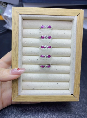 天然老烧红宝石戒指铜托活口简单日常