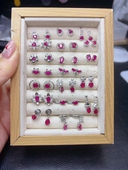 天然红宝石耳钉耳饰红宝石耳钉银针精致百搭