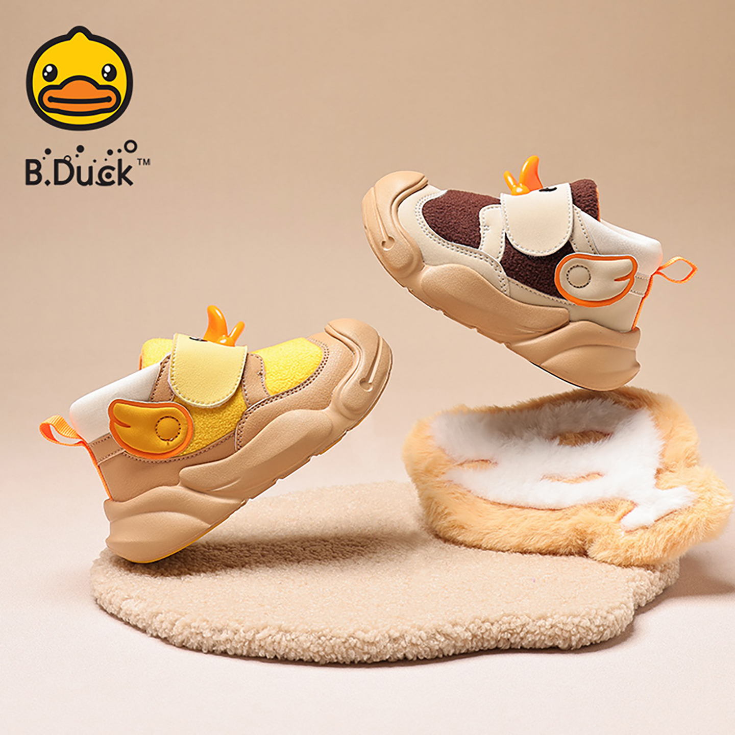 B.Duck小黄鸭童鞋加绒保暖二棉鞋