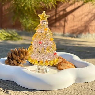 精品纯手工琉璃圣诞树书桌客厅微景观装饰品节日气氛非遗收藏礼物
