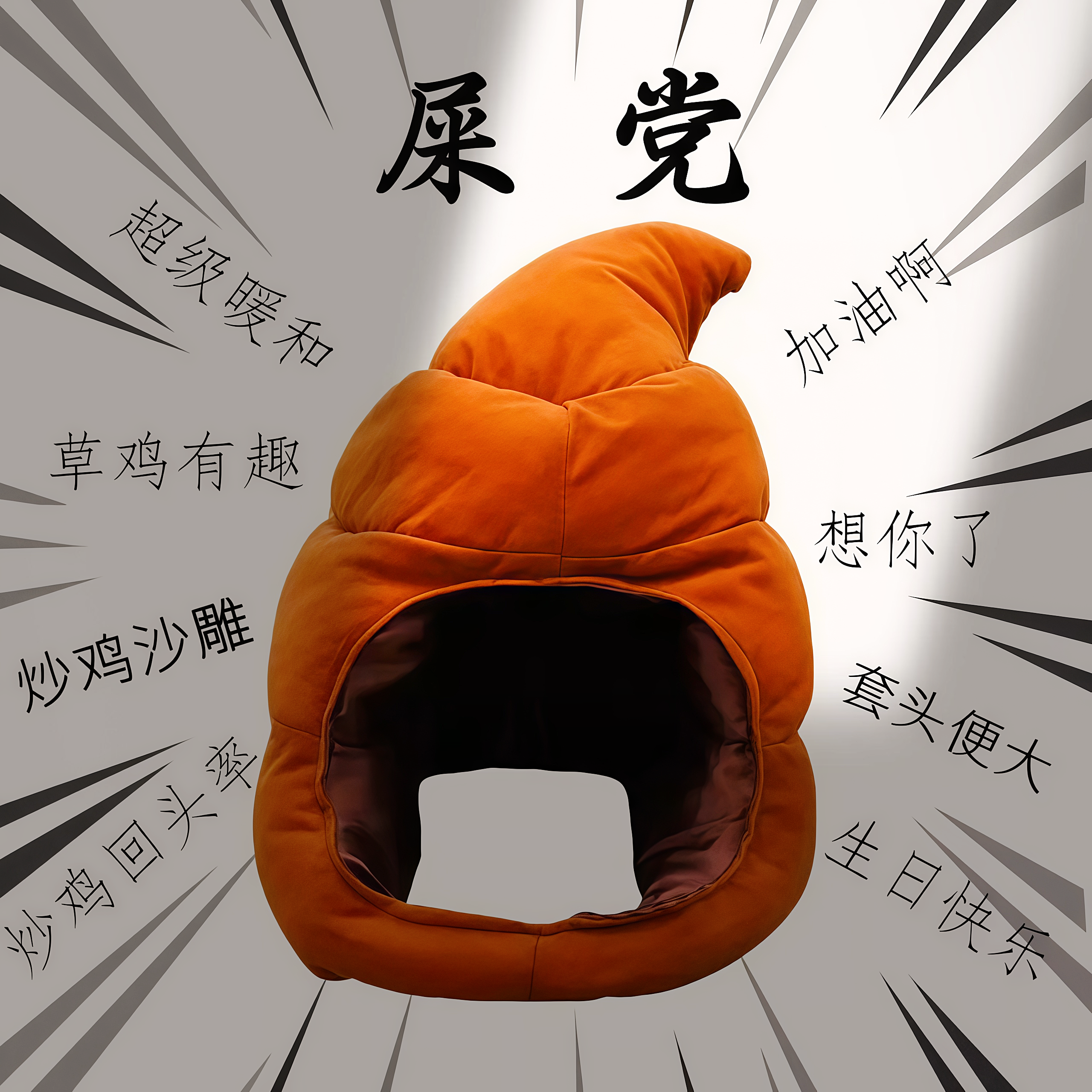 可爱搞怪屎粑粑保暖沙雕头套帽子