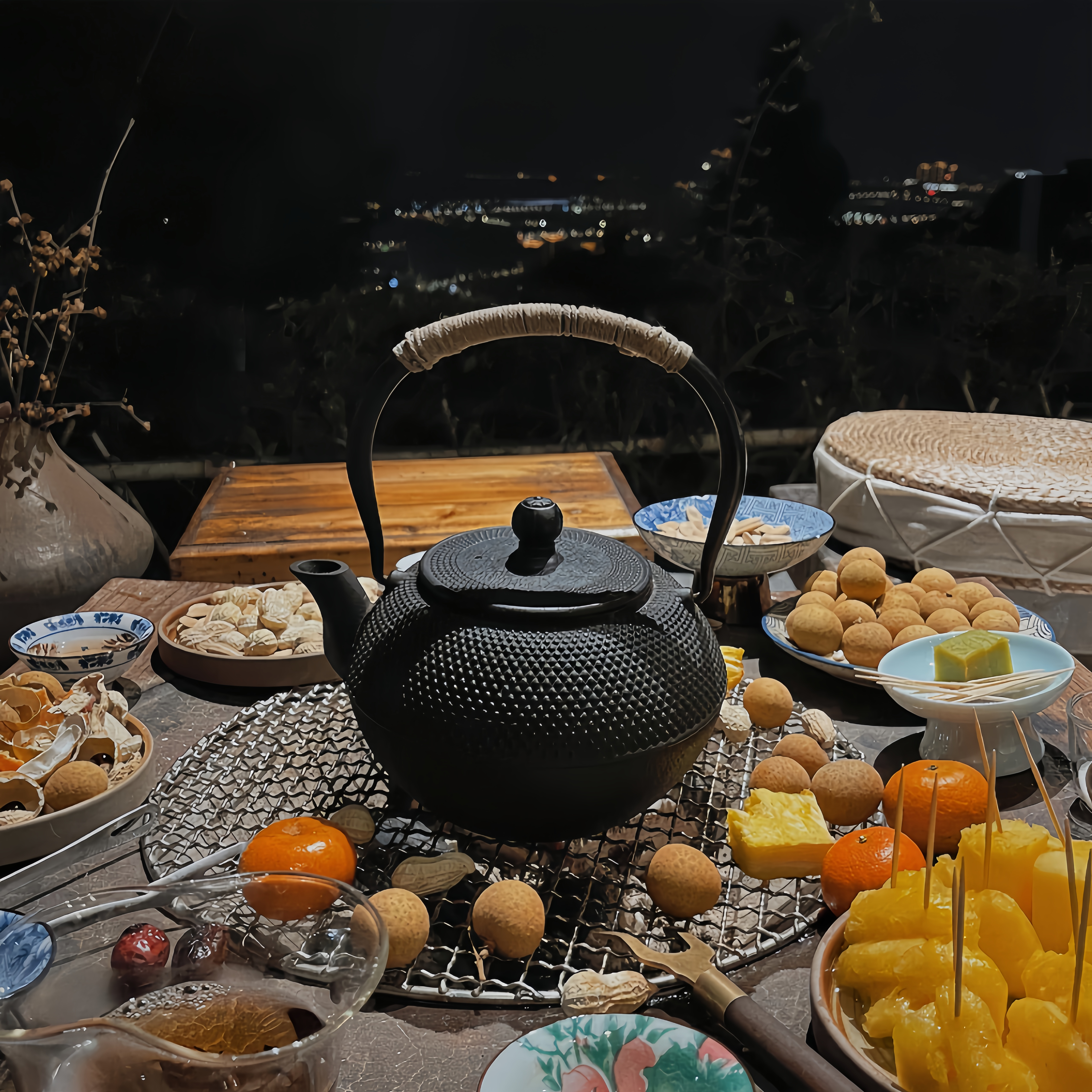 户外围炉煮茶壶日式烧水泡茶家用铸铁壶电陶炉专用过滤炭火茶炉壶