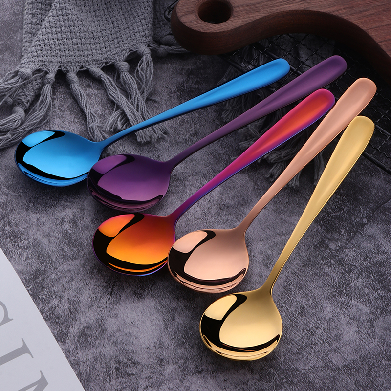 304不锈钢勺子家用汤勺高档酒店餐厅汤匙甜品咖啡勺儿童勺高颜值