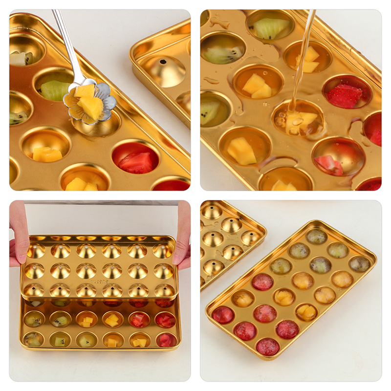 0不锈钢冰格弹珠果冻模具家用球形冰格酒水饮料自制冰块盒冰粒