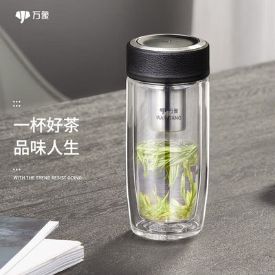 万象双层玻璃杯商务鹅蛋杯隔热男女士高档大肚水杯子茶杯V16/V17