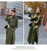 显瘦风衣外套 2023军绿色卡其色秋季 腰控 欧韩时尚 长款 新款 现货